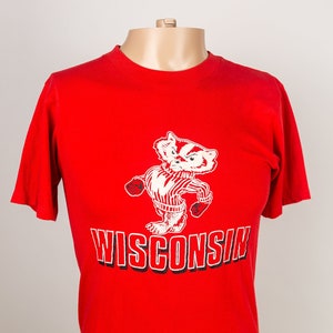 Vintage 80s University of Wisconsin Badgers Bucky Badger Single Stitch T-Shirt Size Medium