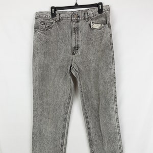 Vintage 80s Lee Riders Gray Acid Wash Jeans 36 x 32 Union Made in USA