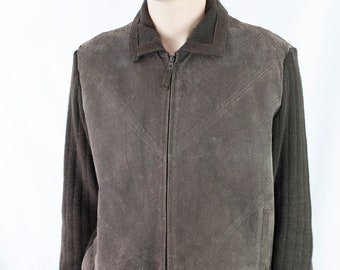 Vintage 80s Windbreaker Brand Suede Sweater Jacket Size XL