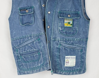 Vintage 90s Patched London Fog Denim Vest Size S