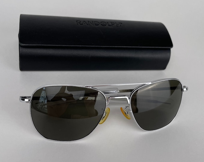 Vintage 70s Randolph Engineering Aviator Sunglasses 58-20 5 1/2 Bayonet