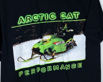 Vintage jaren 90 Arctic Cat Performance sneeuwscooter-T-shirt maat Medium