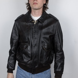 Vintage Schott 184SM Cowhide Leather Dark Chocolate Brown Bomber Flight Jacket Size 44 A-2 A2
