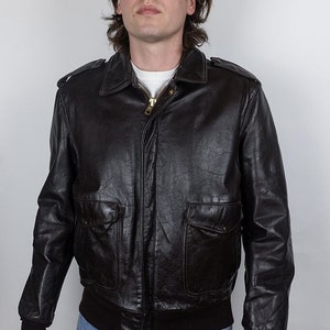 Vintage Schott 184SML Cowhide Leather Dark Chocolate Brown Bomber Flight Jacket Size 44L 44 Long Tall A-2 A2 184SM