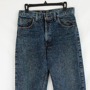 RARE Vintage 90s Levi&#39;s 550 XX Red Tab Azul Verde Teal Acid Wash Relaxed Fit Tapered Leg Jeans 33 x 34 Fabricado nos EUA Levis