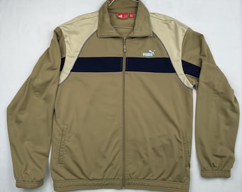 Vintage Y2K Puma Tan Full-Zip Track Jacket Size M