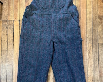 Vintage Woolrich 1994 Wool Malone Hunting Bib Overalls Adirondack Plaid Size Large Windowpane Gray Red Green