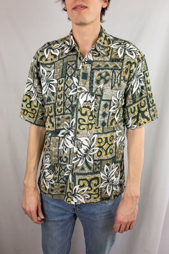 Vintage 90s Fryday Club Floral Hawaiian Camp Dad S