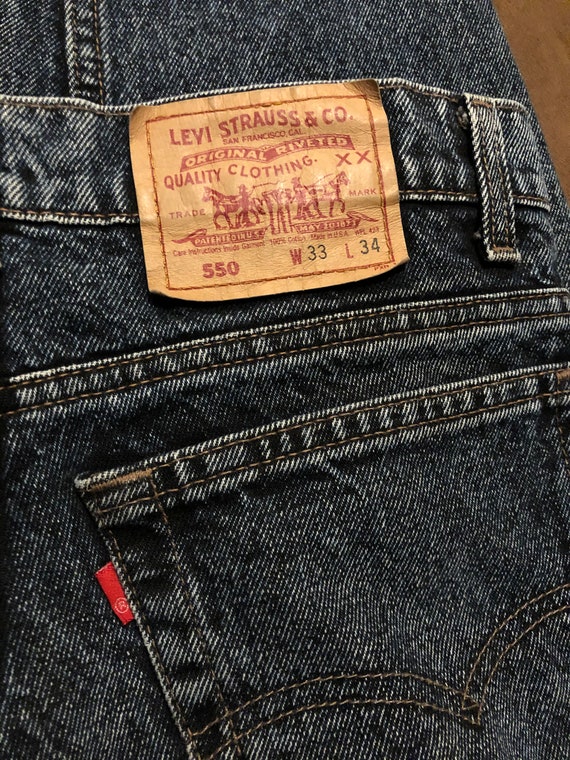 RARE Vintage 90s Levi's 550 XX Red Tab Blue Green… - image 5