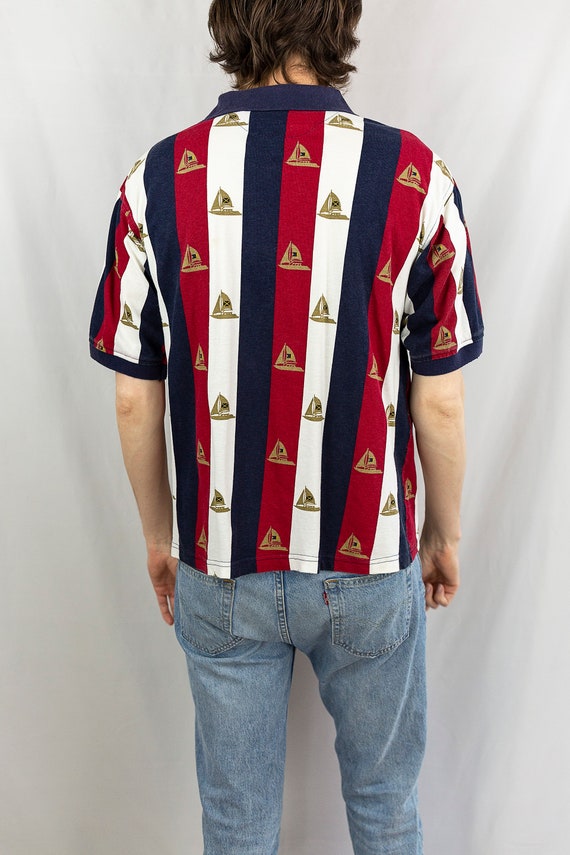 Vintage 90s Y2K Anchor Bay Vertical Stripe Nautic… - image 3