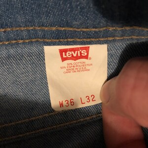 Vintage 70s Levi's 43415-4514 Brown Tab Straight Fit Medium Wash Soft Polyester Blend Jeans 36 x 32 Made in USA Levis image 3