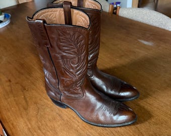 Raras botas de trabajo vaqueras Wellington Roper Red Wing Pecos 9801-1 vintage de los años 80, con punta almendrada adornada, talla 14 D, fabricadas en EE. UU.