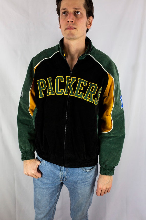 Vintage 90s NFL G-III Green Bay Packers Suede Leather Jacket