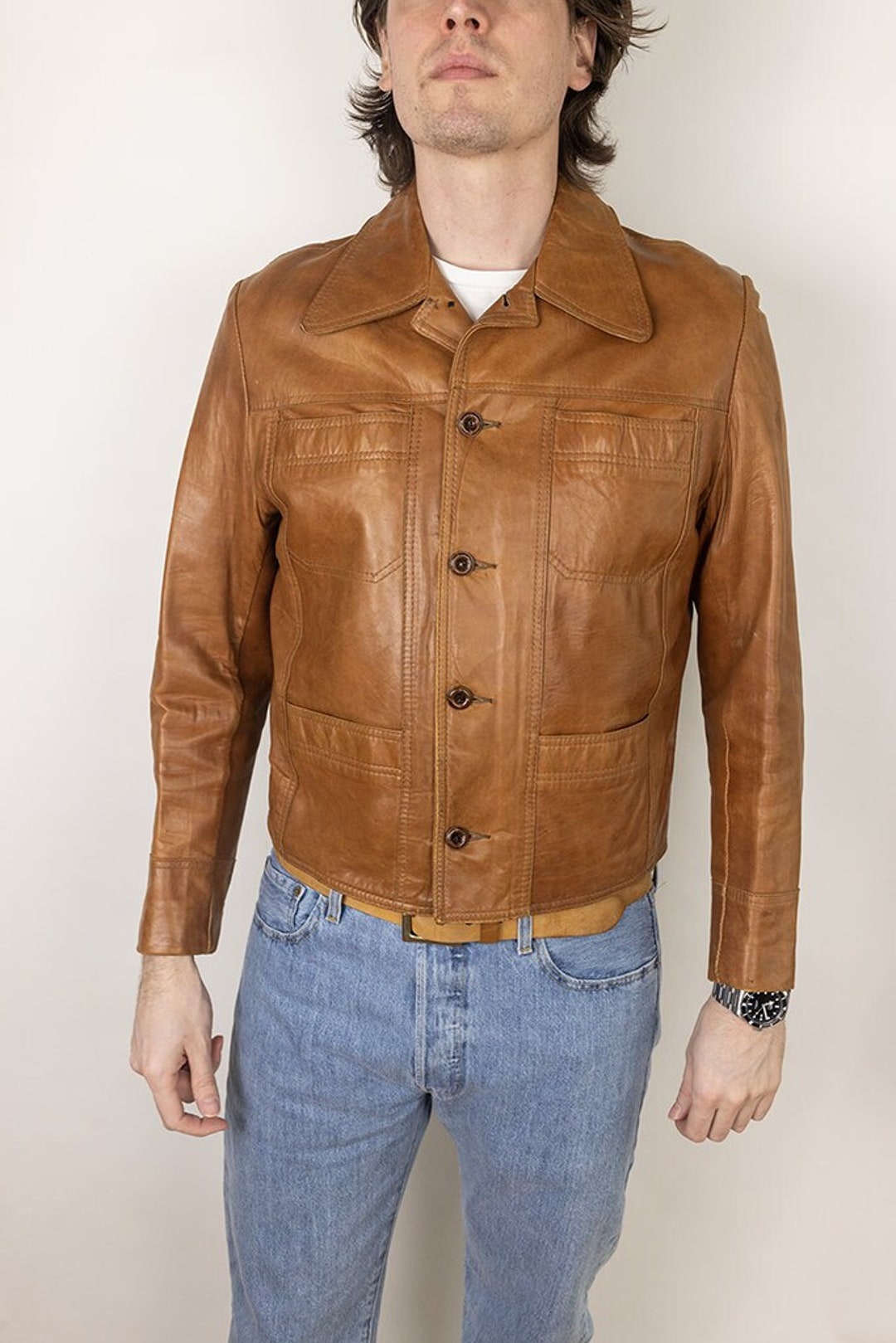 Vintage 1950's-1960's RARE LEVI'S Big E Brown Reversible Leather Jacke –  American Vintage Clothing Co.