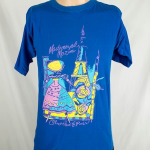 Vintage 90s Cherokee de Paris Mademoiselle Maxim Pastel France Eiffel Tower T-Shirt Size S