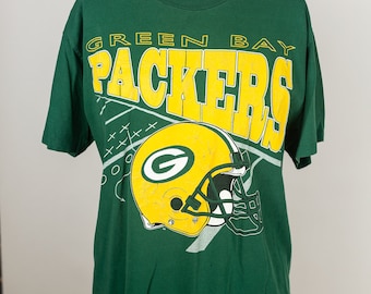 Vintage 90s NFL Green Bay Packers Single Stitch All Over Print T-Shirt Size Large