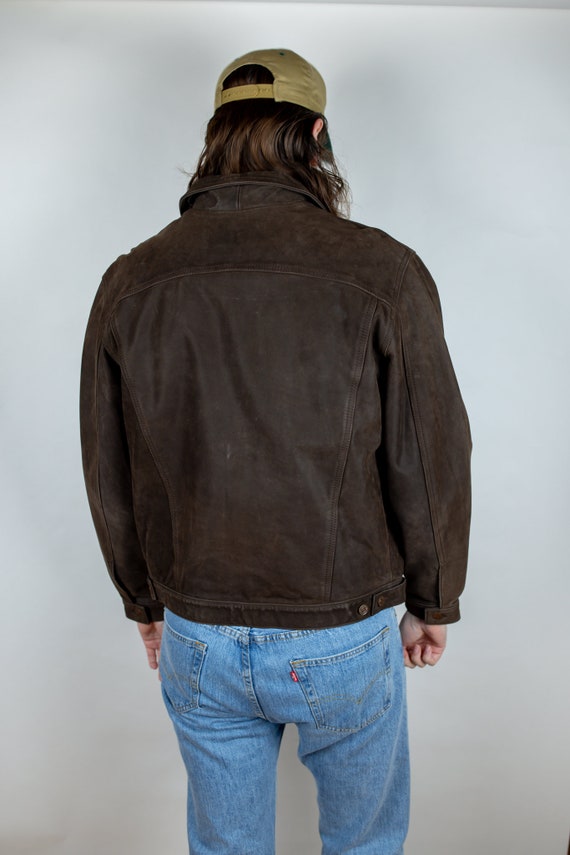 発掘 - 新登場ブランド 90s Vintage Levi's Leather Suede Nubuck Bovine Brown Tab Red ジャケット・アウター