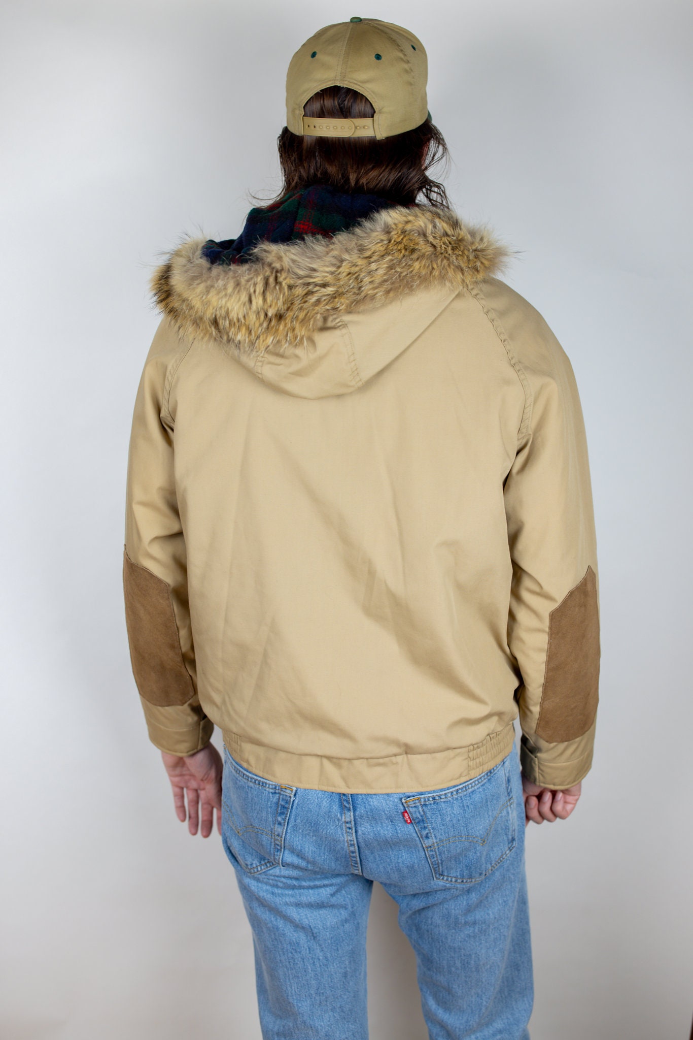 Vintage 60s Woolrich Wool Lined Coyote Fur Hood Ruff Winter Jacket