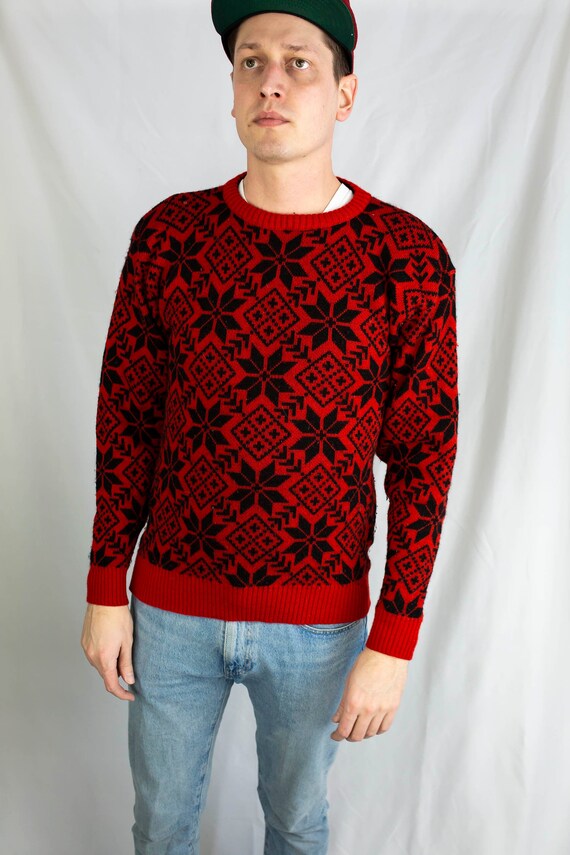 Vintage 80s Thane Knit Wool Christmas Sweater Slim
