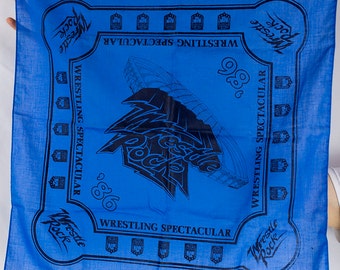 SUPER RARE Vintage 1986 AWA American Wrestling Association WrestleRock Wrestling Spectacular Bandana / Handkerchief