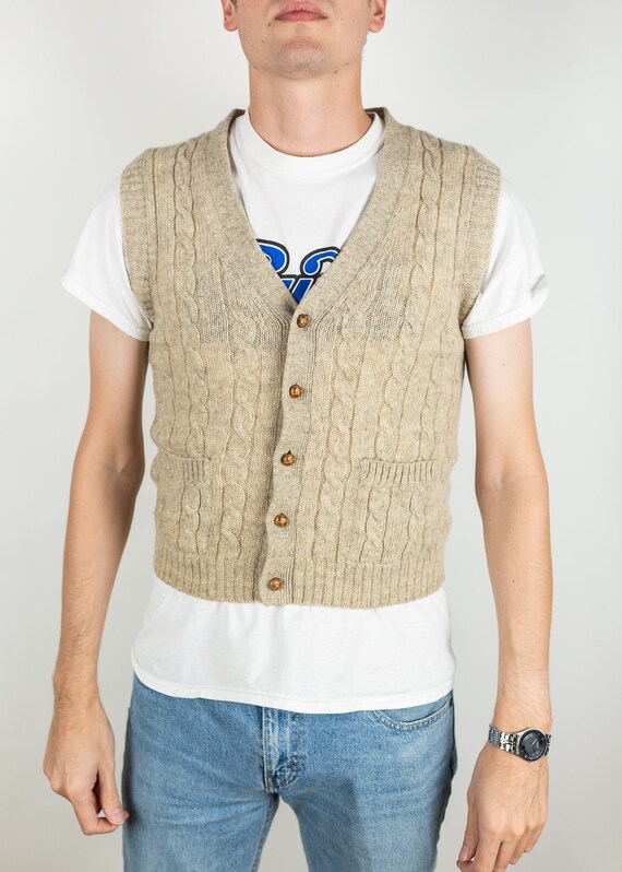 men's shetland wool cable sweater