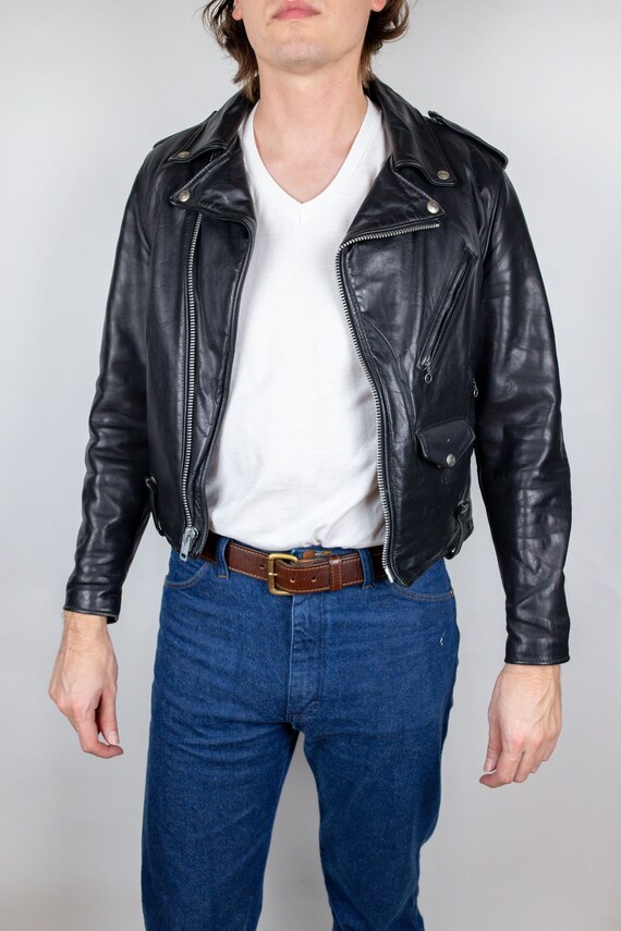 Vintage Schott Bros. Perfecto Cowhide Leather 125 Black Side Lace