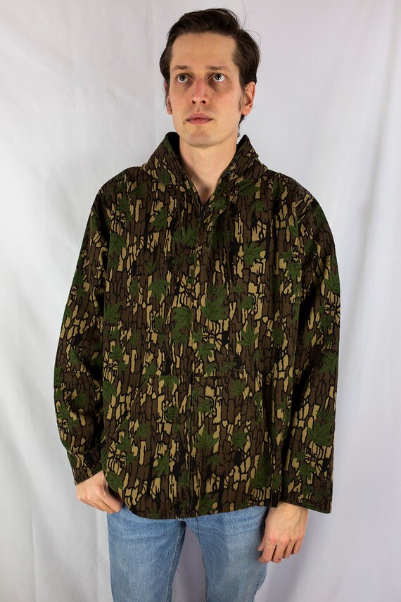 Veste de chasse homme zippée kaki avec empiècements camouflage CE Taille  vêtement L