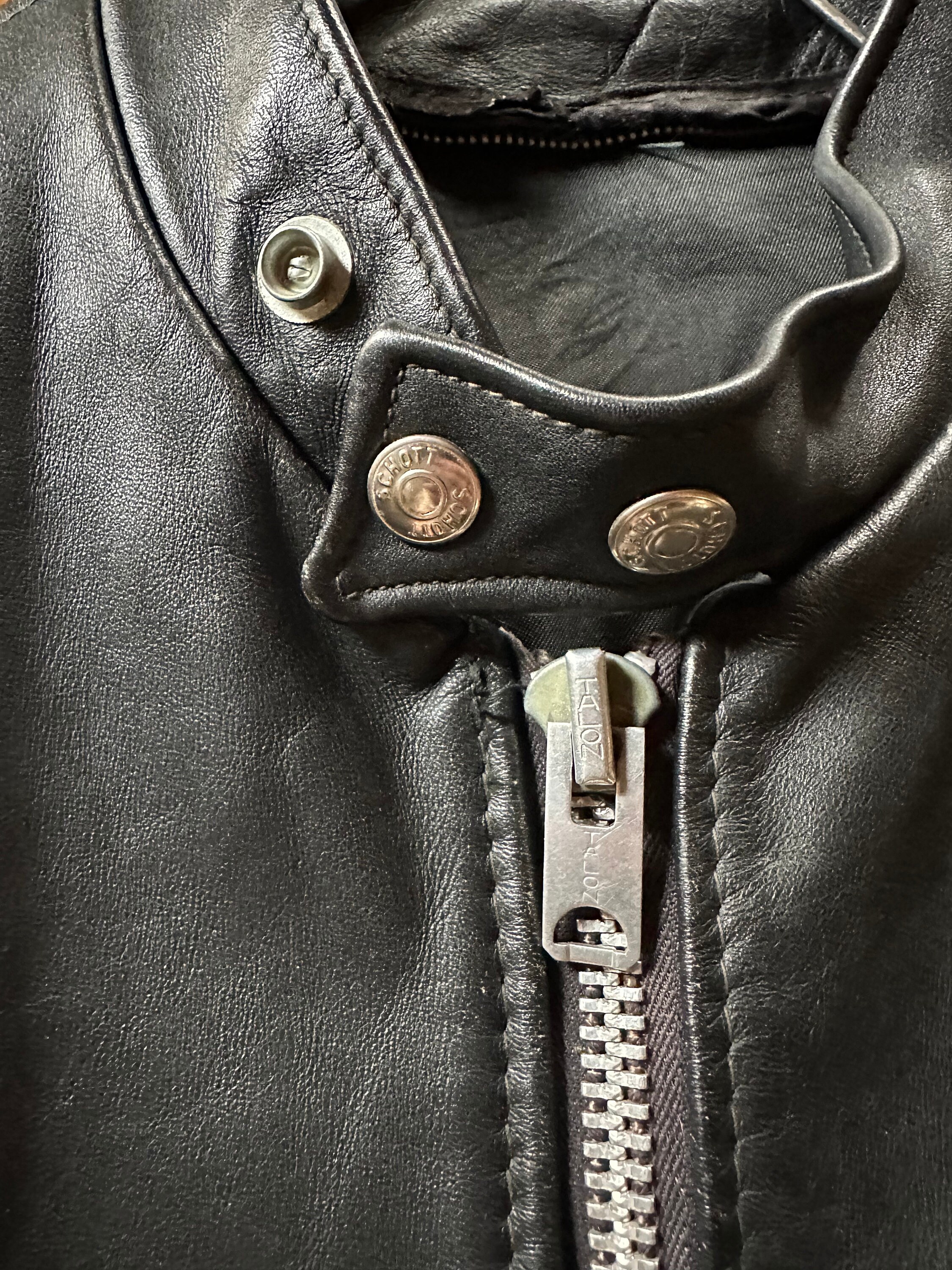 Vintage Schott 156 Leather Cafe Racer Motorcycle Jacket Black Size