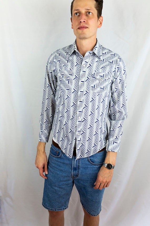 Chemise Western Femme Walls - Pearl Snap Bleu Cachemire - Taille M - Occasion Parfait état