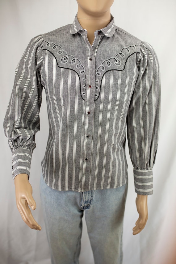 Vintage 80s Kenny Rogers Karman Western Pearl Snap Striped Shirt  