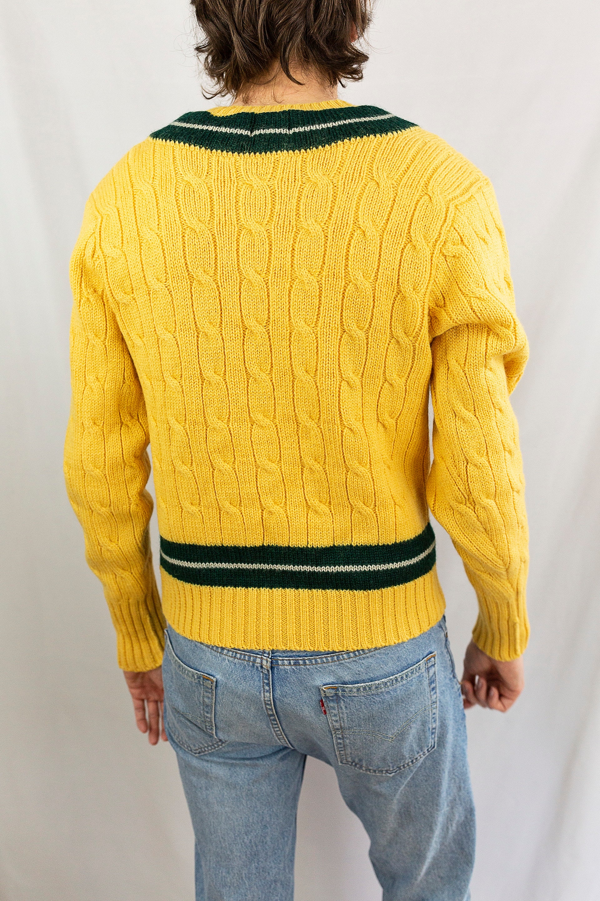 Vintage 80s Woodward VNeck Wool Cable Knit Tennis Sweater Etsy
