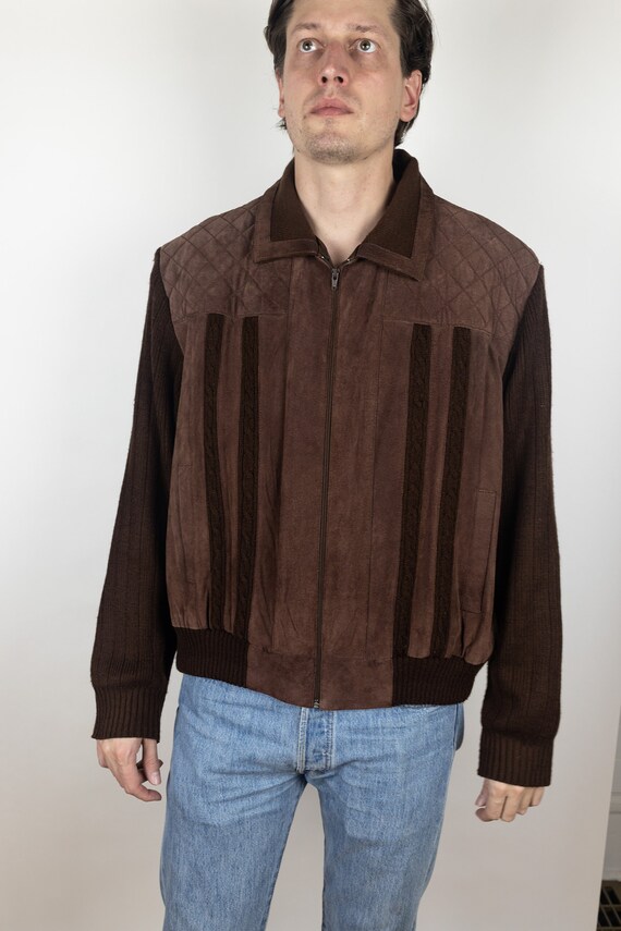 Mens suede sweater jacket sale