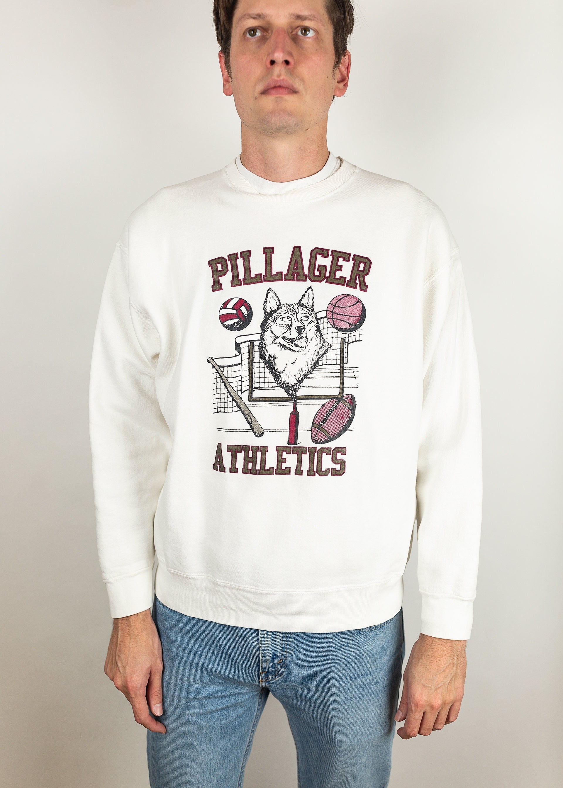 videnskabelig Afgift Gå forud Vintage 90s Pillager Athletics Wolf Crewneck Sweatshirt Size - Etsy