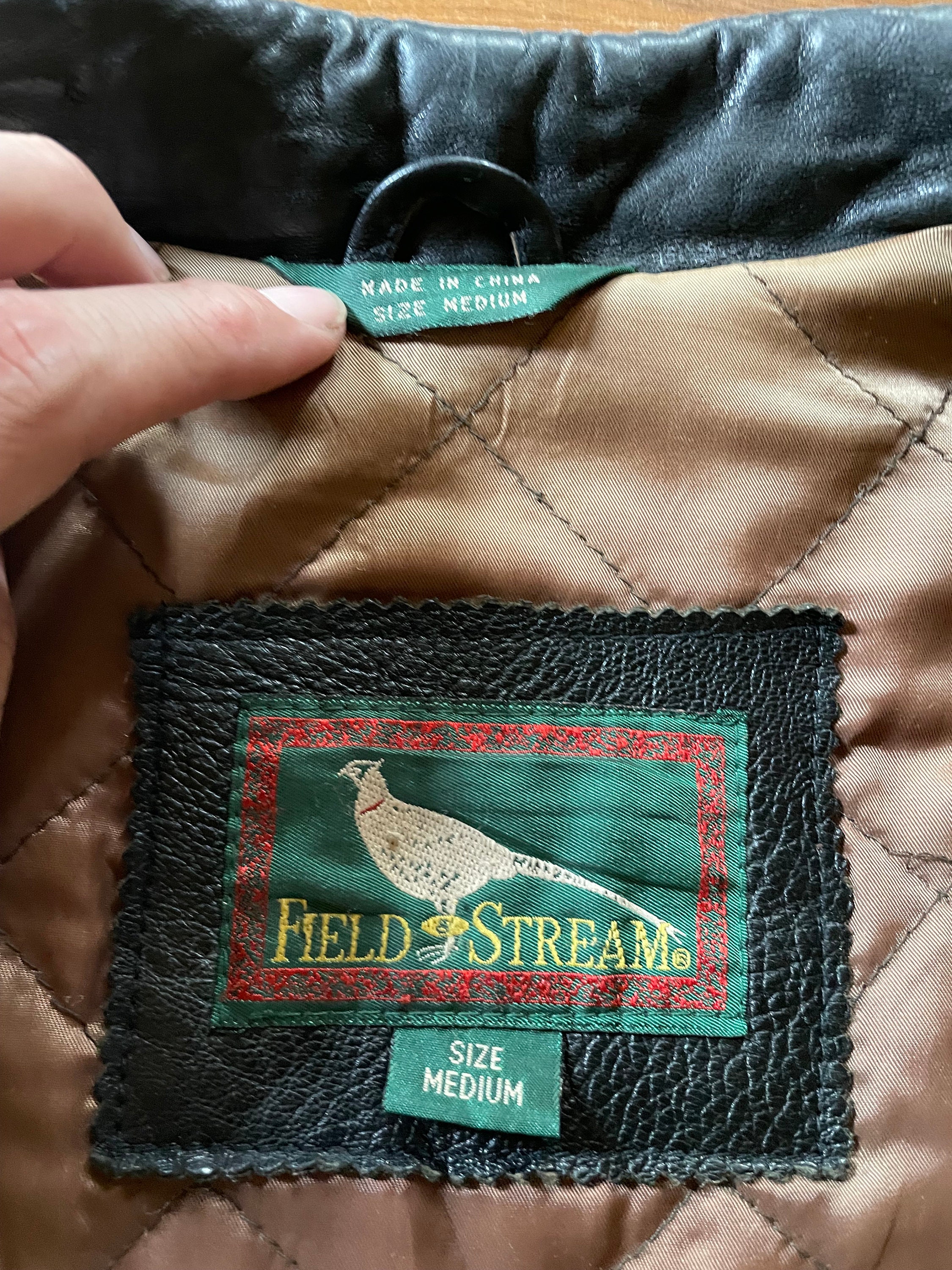 Vintage Field and Stream Black Leather Hunting Field Coat Barnstormer