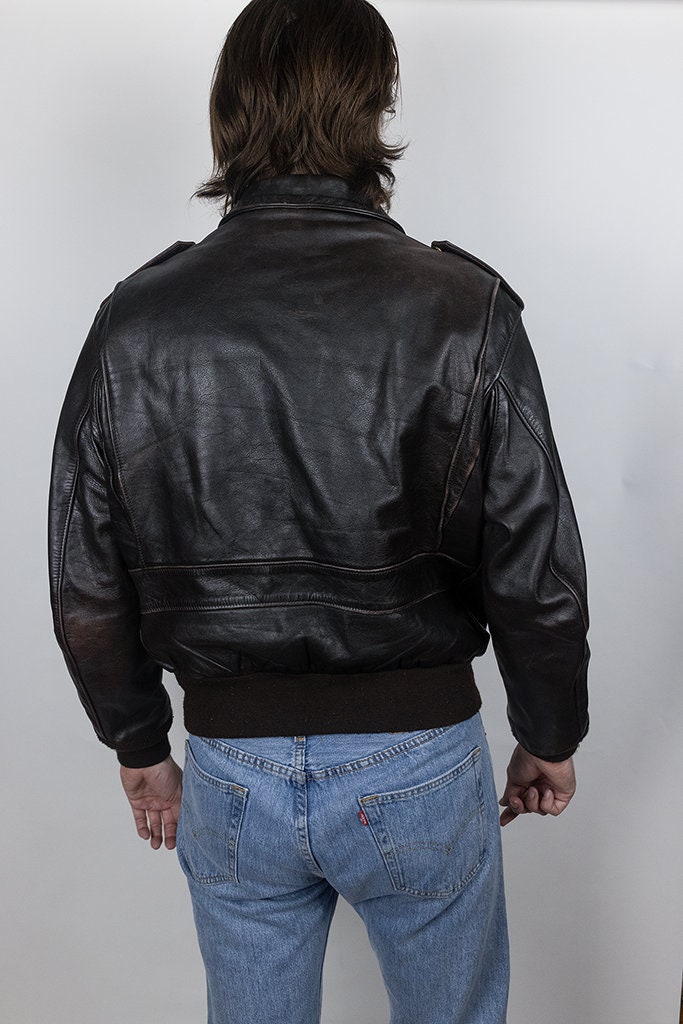 ヴィンテージ Schott 184SM 牛革 ダークチョコレートブラウン ボンバー