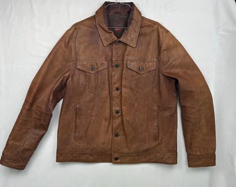 Vintage Y2K Levi's Red Tab Brown Buffalo Hide Leather Type 3