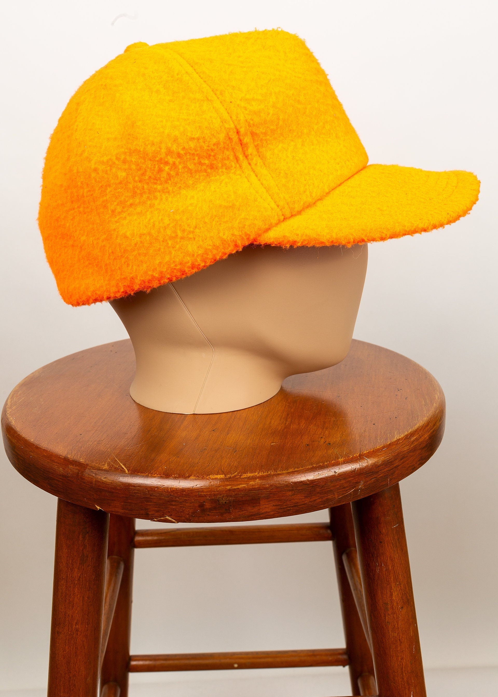 Vintage 80s P Cap Blaze Orange Fuzzy 