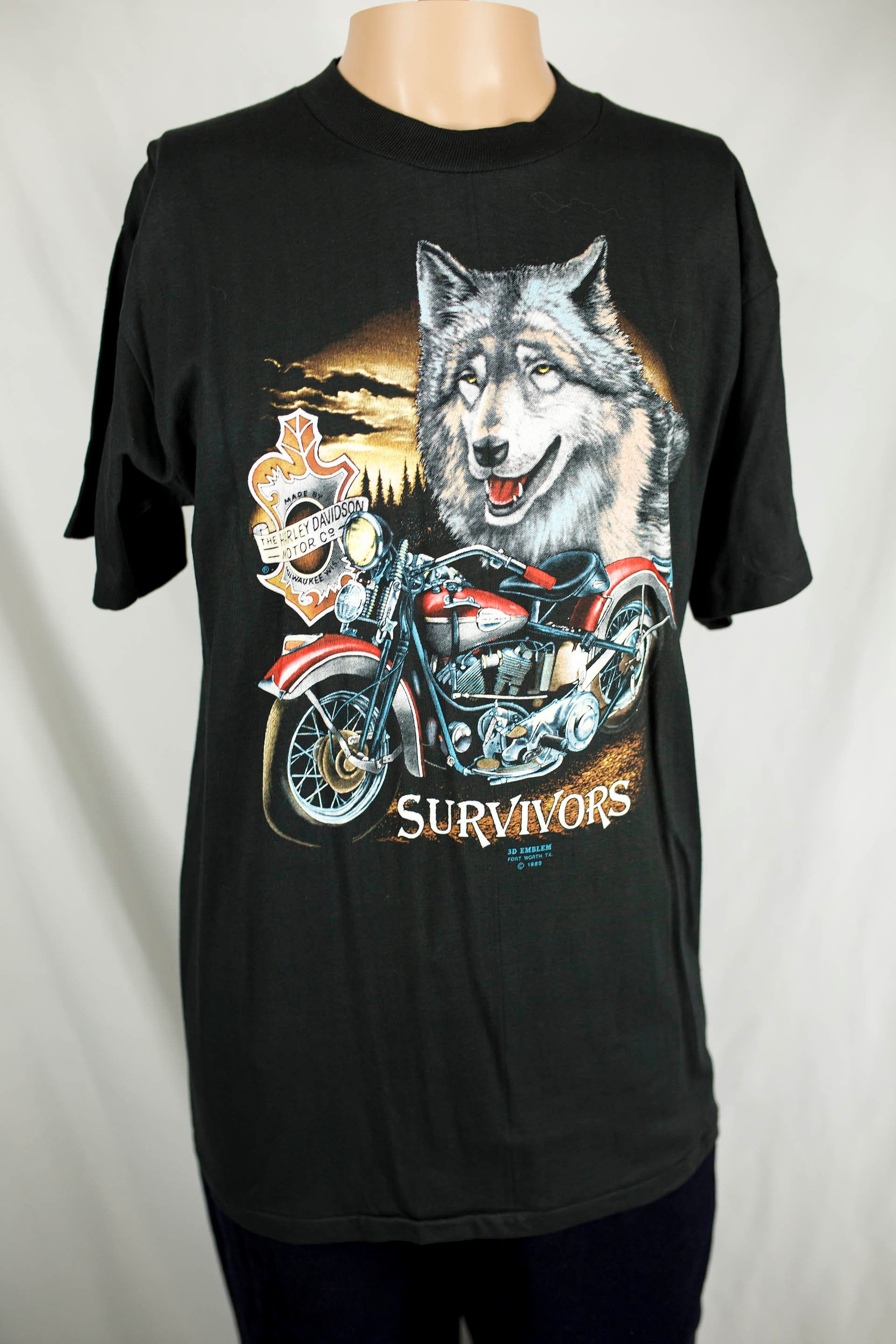 Vintage 1989 3D Emblem Harley Davidson Survivors Kona Hawaii Vintage 1989 3D Emblem Harley Davidson Survivors Kona Hawaii