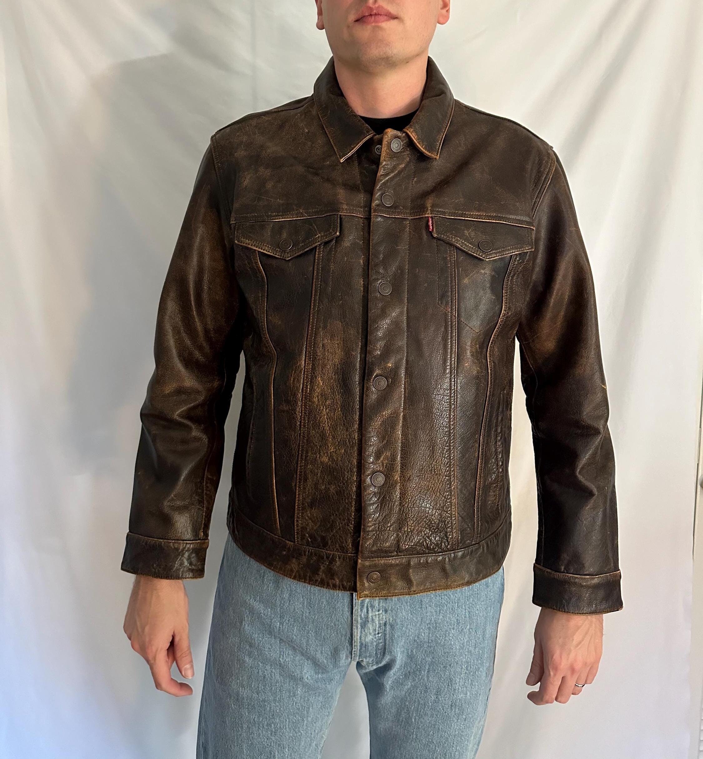 Leather trucker jacket levis - Etsy 日本 Leather trucker jacket levis - Etsy 日本