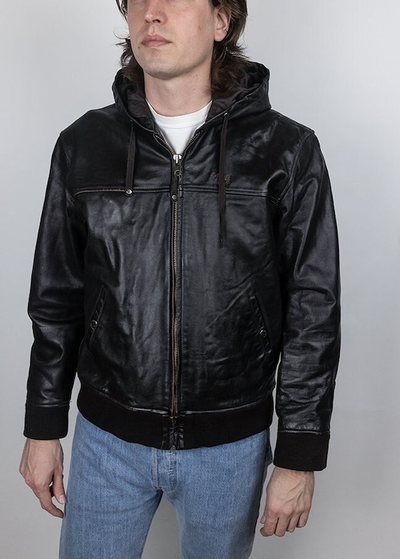 Buy Rare Vintage Schott NYC Dark Chocolate Brown Cowhide Leather Full Zip Hooded Sweatshirt Jacket Hoodie Size XL Made in USA Online in India Etsy