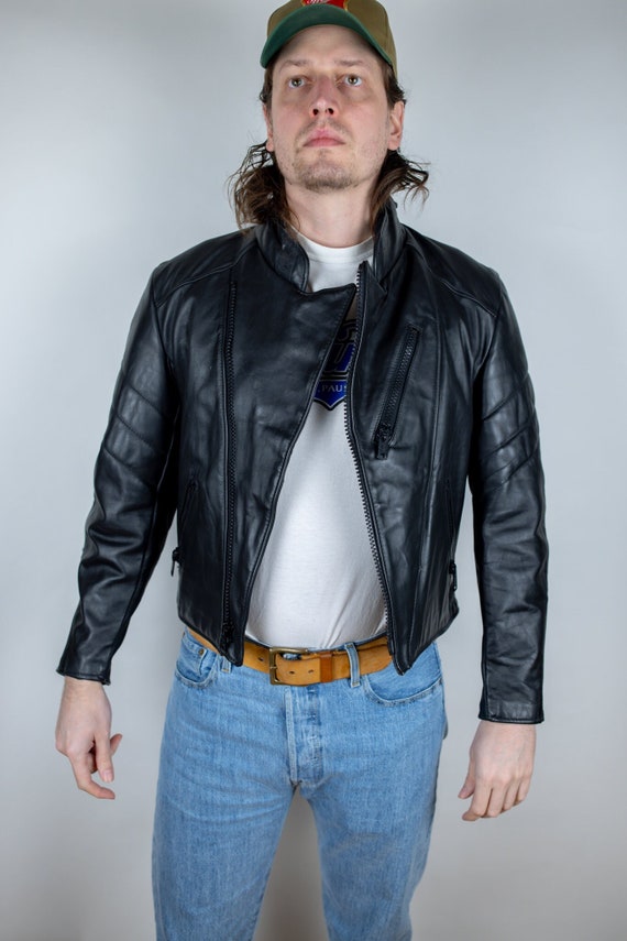 90s vintage double riders leather jacket