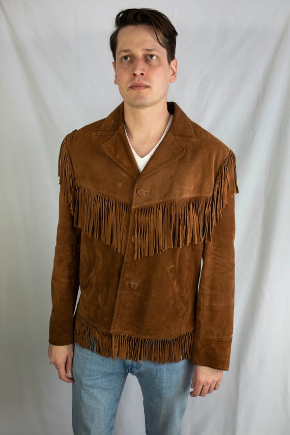 Vintage 70s Berman's Suede Leather Western Fringed