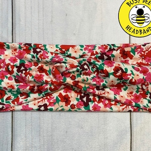 RED PETUNIA BLUMEN Stirnband, Top Knot Stirnband, Twisted Stirnband, Turban Stirnband, breites Stirnband, Knopf Stirnband