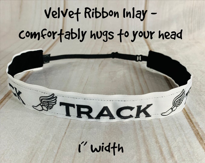 7/8" TRACK AND FIELD Headband / Track Headband / Adjustable Nonslip Headband / Button Headband Option by Busy Bee Headbands