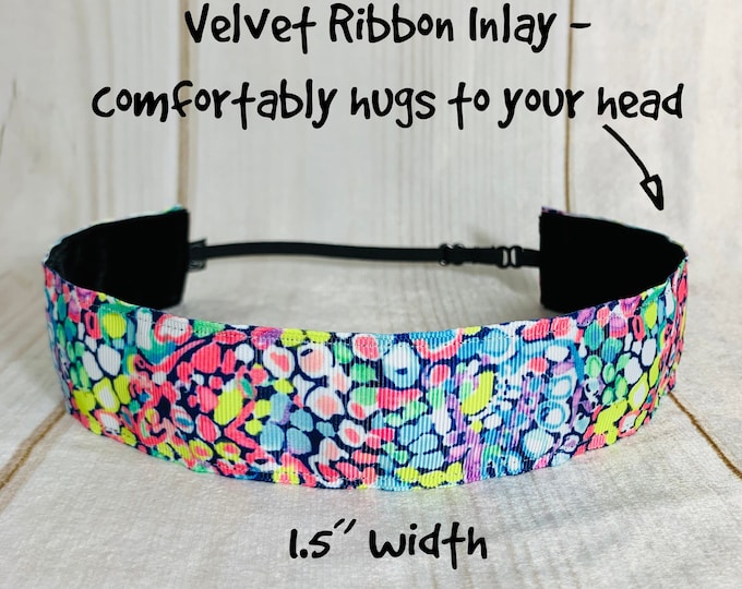 1.5" GYPSY JUNGLE Lilly Inspired Floral Headband / Adjustable Nonslip Headband / Button Headband Option by Busy Bee Headbands