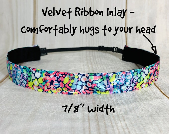 7/8" GYPSY JUNGLE Lilly Inspired Floral Headband / Adjustable Nonslip Headband / Button Headband Option by Busy Bee Headbands