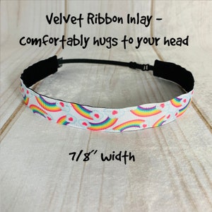 7/8&quot; RAINBOW Headband / Gift for Young Girl Tween / Adjustable Nonslip Headband / Button Headband Option by Busy Bee Headbands