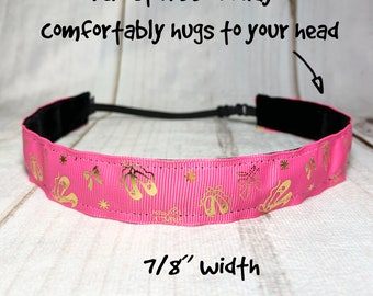 7/8" BALLET Headband / BALLERINA Headband / Adjustable Nonslip Headband / Button Headband Option by Busy Bee Headbands