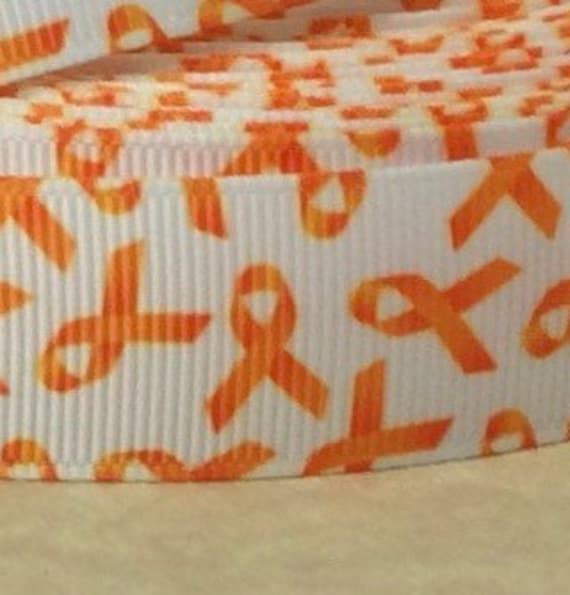 7/8" ORANGE RIBBON Headband on white / Cancer Awareness / Adjustable Nonslip Headband / Button Headband Option by Busy Bee Headbands