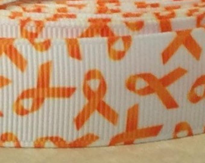 7/8" ORANGE RIBBON Headband on white / Cancer Awareness / Adjustable Nonslip Headband / Button Headband Option by Busy Bee Headbands